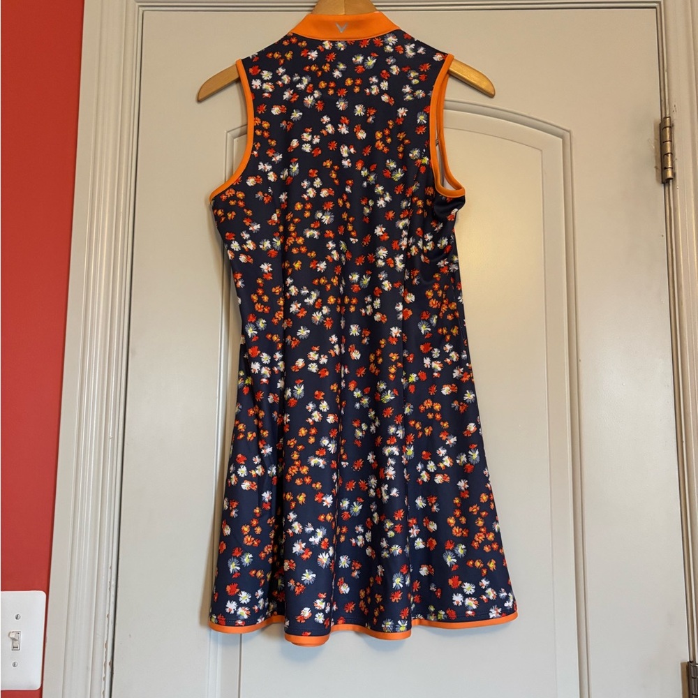 Callaway Floral Golf Dress with Orange Accents. Size Small - Picture 2 of 4